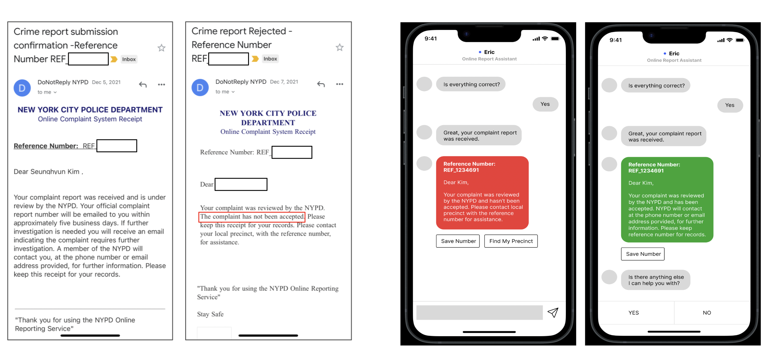 Outcome response: NYPD site vs. chatbot